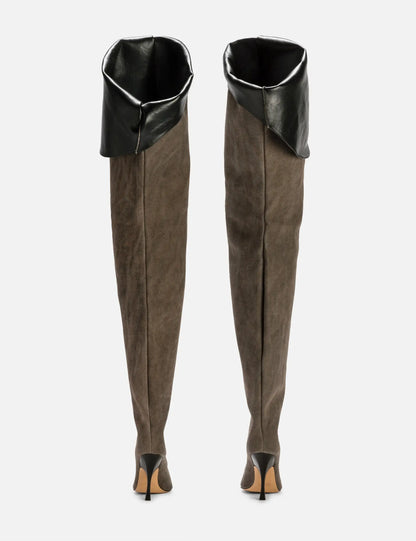 European and American Women's Sexy Over the Knee Pointed Fashion Stage Walking Shoes, Nightclub Spicy Girls' Trendy Pants and Bo