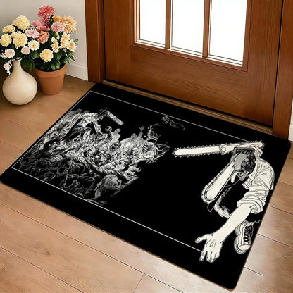 C-Chainsaw Man Floor Mat Cozy Flannel Soft Thick Non-Slip Mat for Living Room Bedroom Kitchen Decor Rugs