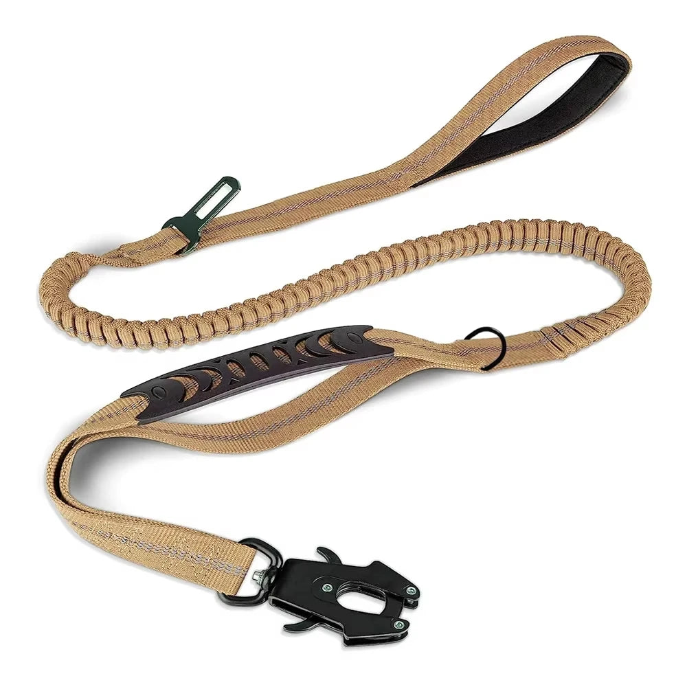 Reflective Shock Absorbing Dog Leashes with Car Seatbelt for Large Dogs Heavy Duty Tactical Bungee Dog Leash No Pull Dog Leash