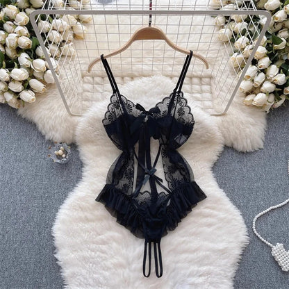Cute Sweet Trend Cartoon Printed Jumpsuit Half High Collar Sleeveless Slim Fit Lingerie Bodycon Bodysuit Rompers Pajama Catsuits