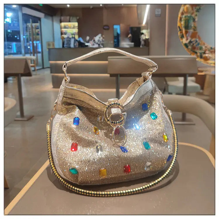Luxury Genuine Leather Portable Women's Bag Leisure Large Capacity Diamond Tote Bag Shoulder Crossbody Bucket Bags Fashion 2026