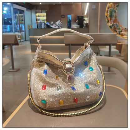 Luxury Genuine Leather Portable Women's Bag Leisure Large Capacity Diamond Tote Bag Shoulder Crossbody Bucket Bags Fashion 2026
