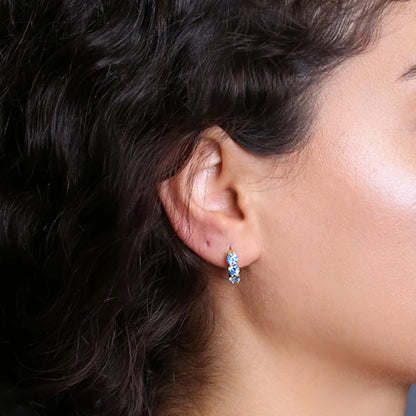 925 Sterling Silver Needle Light Blue Zircon Stud Earrings for Women Fashion Blue Enamel Pendant Earrings Luxury Jewelry Gifts