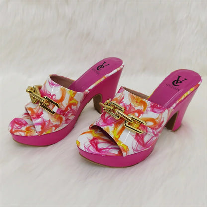 2023 Fashion Women Summer Autumn Skid-proof Square Toe Shoes  Heels Italian Woman Wedding for Party Shoes