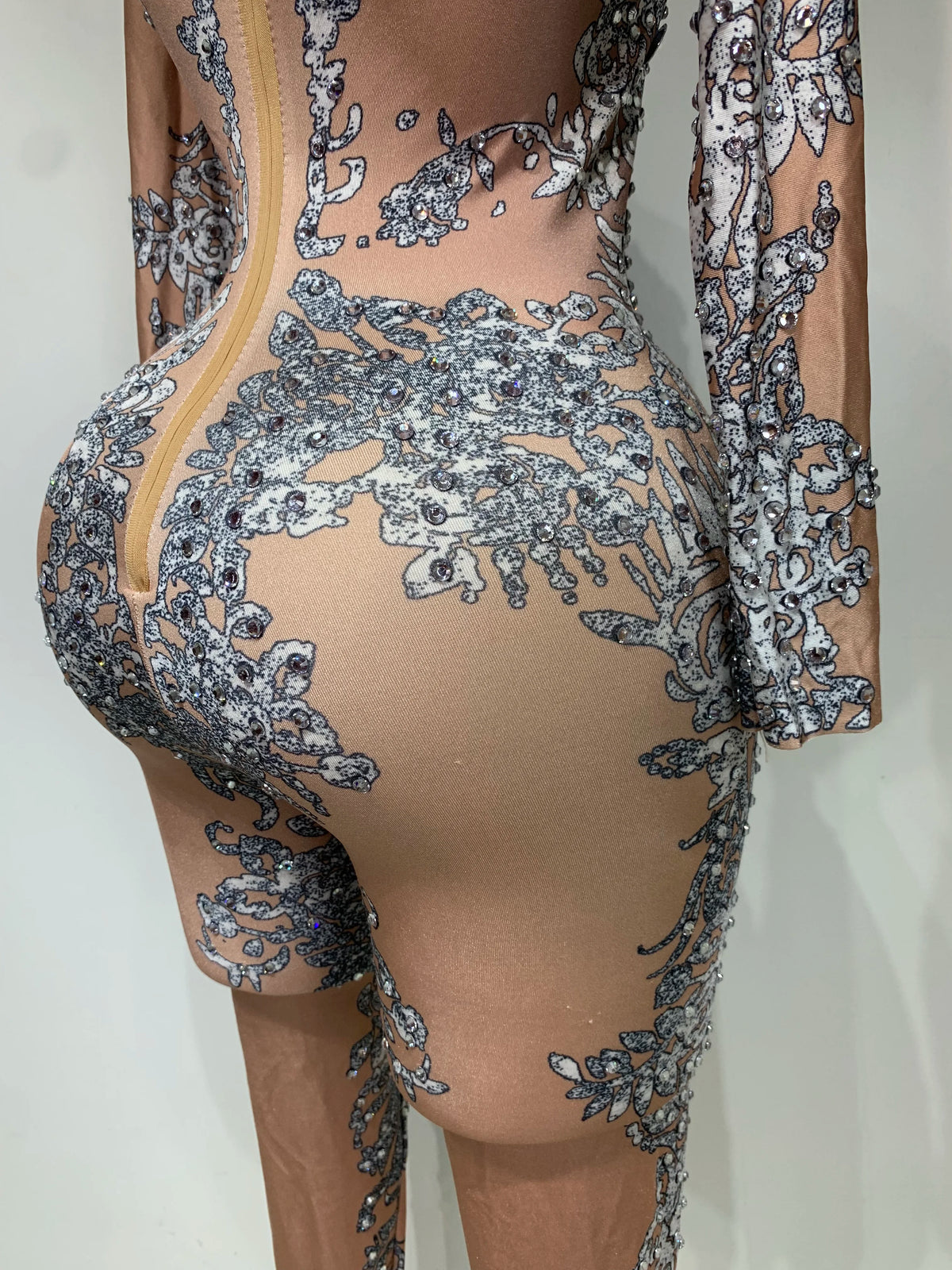 Sparkly Rhinestones Jumpsuit Fashion Sexy Stretch Dance Costume Nightclub Bodysuit Birthday Outfit Evening Party Leggings