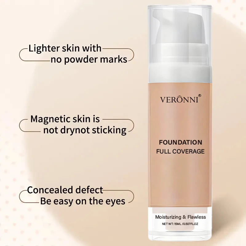 3-Piece Beginner Face Makeup Kit-Matte Waterproof Foundation,Hydrating Primer,Oil-Control Loose Powder,Full Coverage Concealer