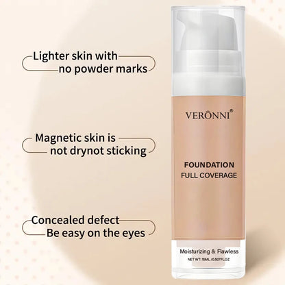 3-Piece Beginner Face Makeup Kit-Matte Waterproof Foundation,Hydrating Primer,Oil-Control Loose Powder,Full Coverage Concealer