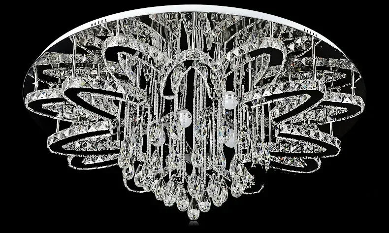 LED Modern Crystal Stainless Steel Round Dimmable RGB Chandelier Lighting Lamparas De Techo For Foyer Living Room Bedroom