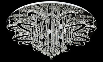 LED Modern Crystal Stainless Steel Round Dimmable RGB Chandelier Lighting Lamparas De Techo For Foyer Living Room Bedroom