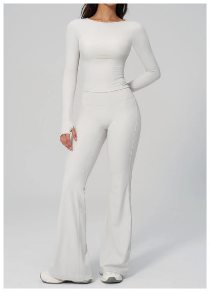 Yoga Set 2PCS Women Tracksuit Sportswear Workout Clothes Athletic Wear Gym Clothing Legging Fitness Top Long Sleeve Sports Suits