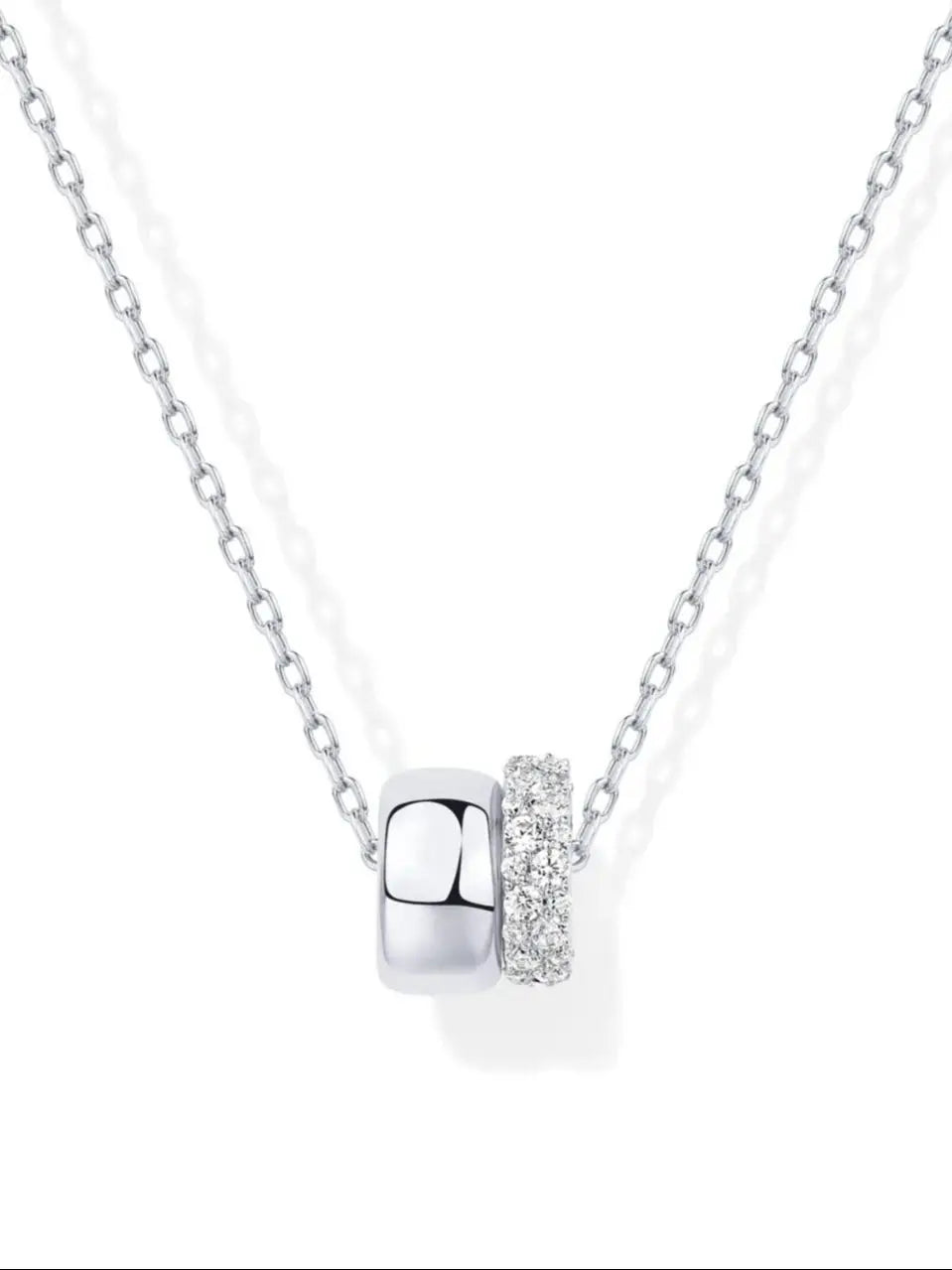 Fashion Light Luxury Diamond Double Circle Small Waist Pendant Fashion All-match Collarbone Chain Women Necklace Jewelry