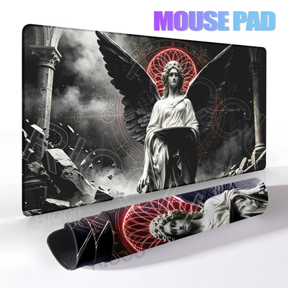 Black Majestic Sculpture Mouse Pad Large Desk Accessories Desk Pad Rubber Base Edge Mousepad Non-Slip Mousepad for Office