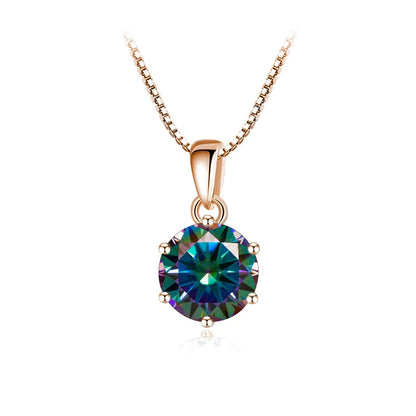Butterflykiss 6.5mm 1.0 Carat D Moissanite Necklaces Rose Gold Plated Pendant Original Real S925 Silver Chain Jewelry For Women