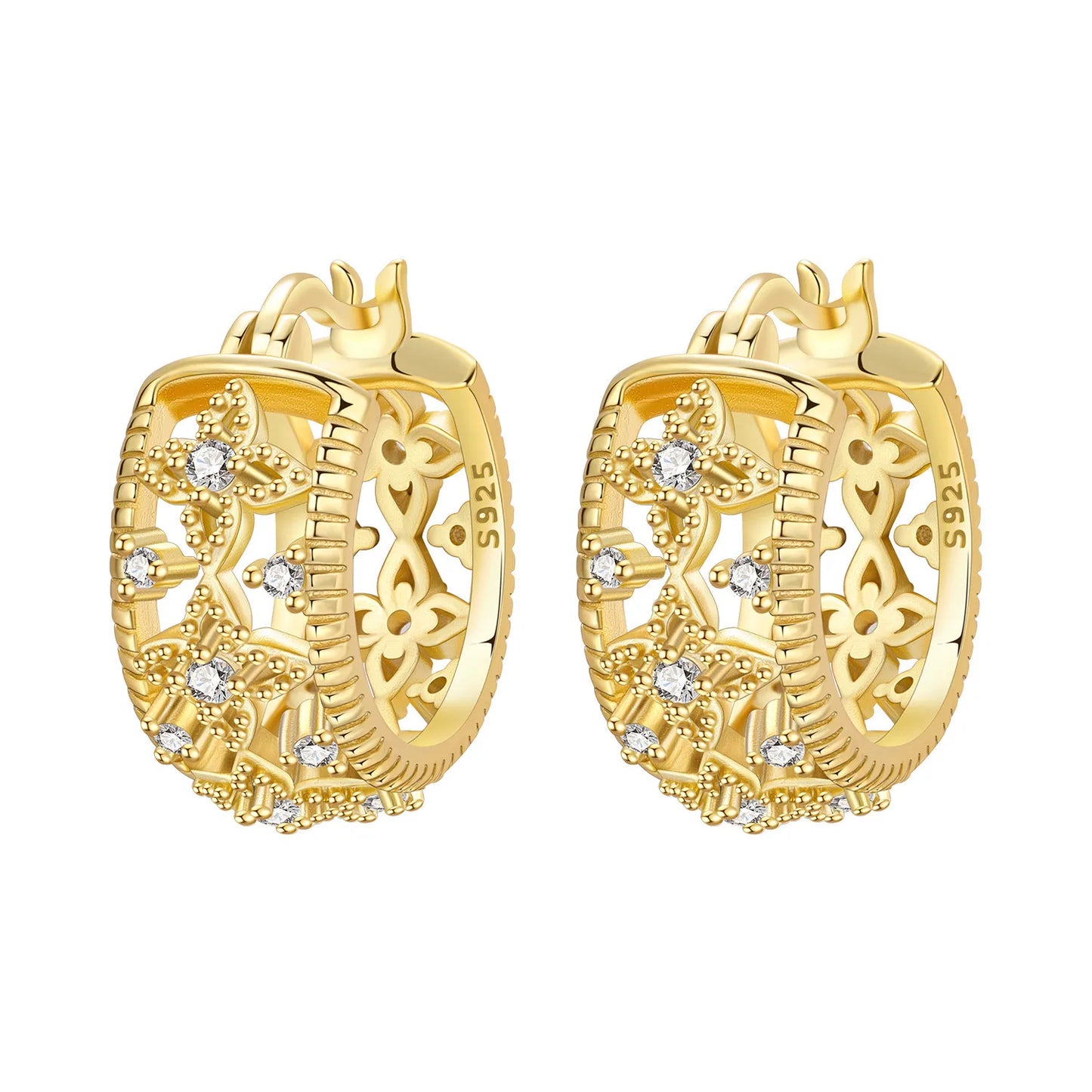 Original 925 Sterling Silver Heart Vintage Luxury Earrings Fashion 18K Gold Hoop Earrings for Women Piercing Jewelry Aretes 2026
