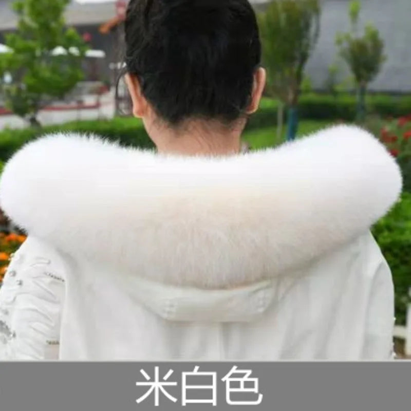 100% Real Fox Fur Collar Winter removable fur Hood Trims Warm Furry Decor Shawls for Coat Parkas Luxury Female fur Scarf