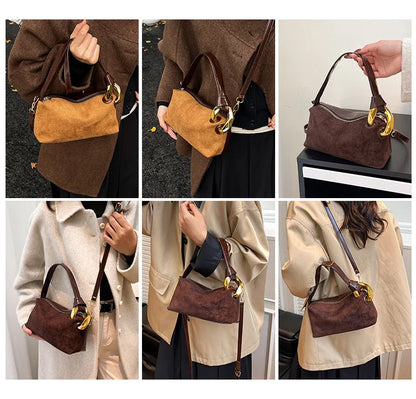 New Matte Suede Women's Shoulder Bag For Gift, Ladies Fashion Handbags Crossbody Bags For Daily Used
