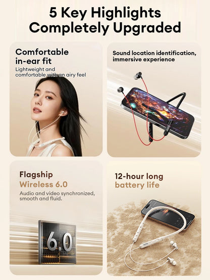Original Lenovo Y111 Bluetooth 6.0 Headphones Neckband Magnetic Earbud Stereo Running Secure Fit Sports Gaming Wireless Headset