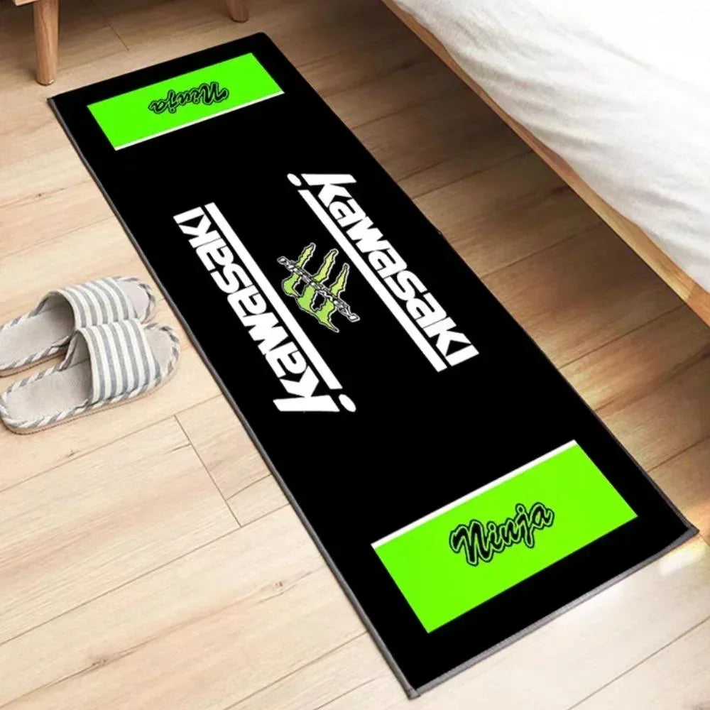 Kawasaki Motorcycle Carpet Garage Mat Racing Cool Moto Display Motorcycle Display Mat Kawasaki Anti-slip Floor Decoration Rug