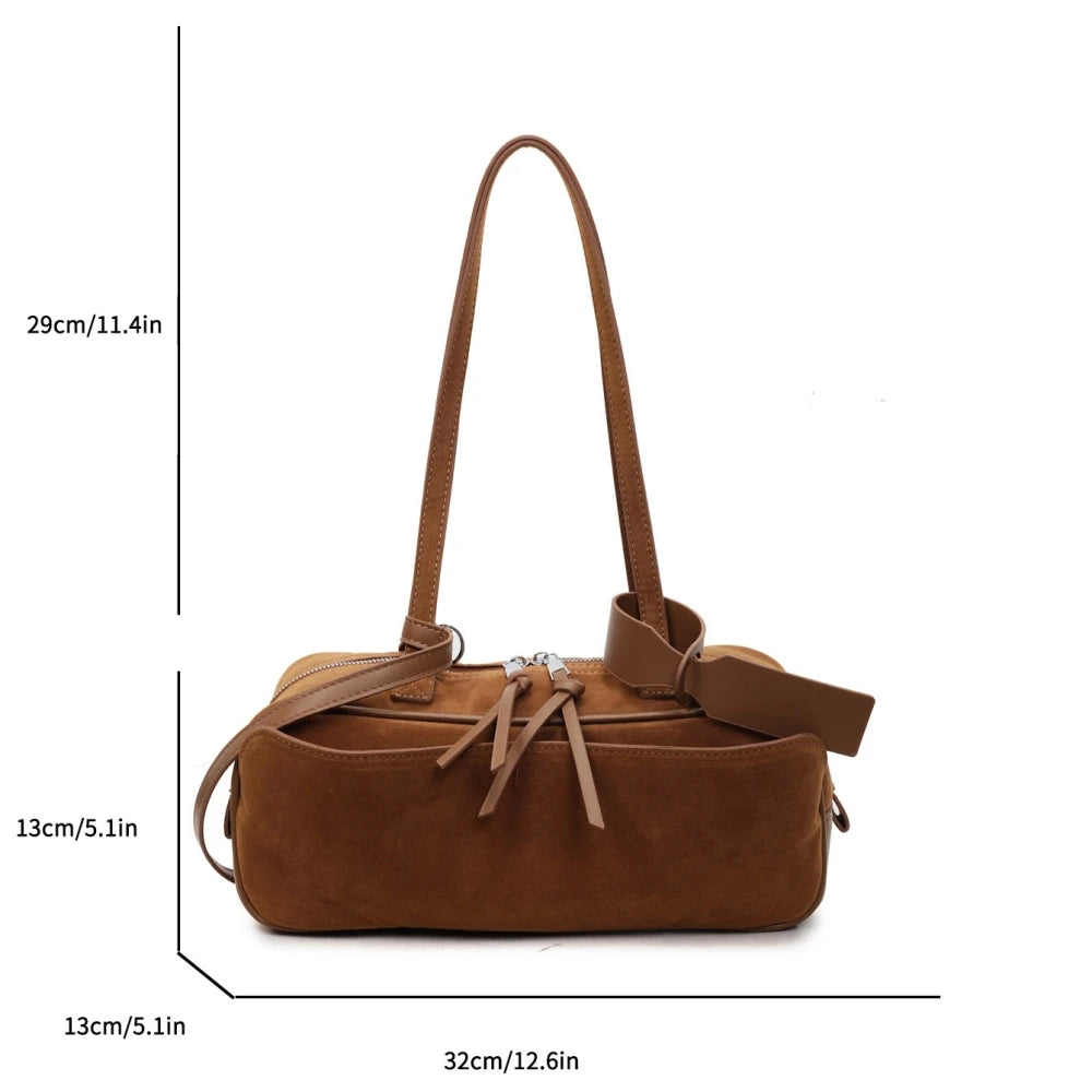 2026 Autumn Winter Latest Commute Shoulder Bags For Women PU Suede Pure Color Large Capacity Boston Bag Luxury Designer Handbags