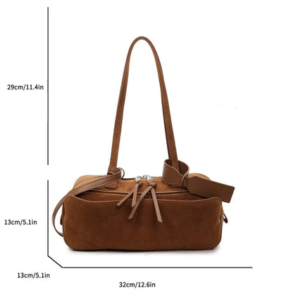 2026 Autumn Winter Latest Commute Shoulder Bags For Women PU Suede Pure Color Large Capacity Boston Bag Luxury Designer Handbags
