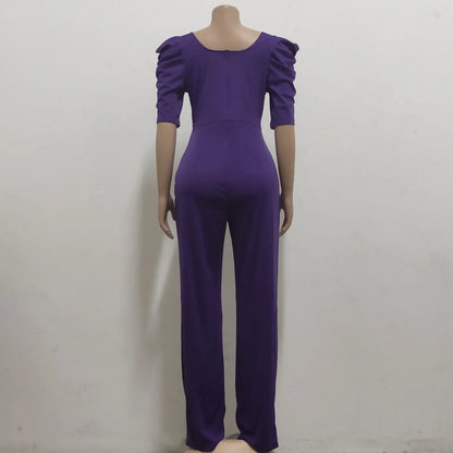 Yellow Rompers for Women XXL Fashion V Collar Short Sleeve Rompers Women Jumpsuits 2023 Club Lace Up High Waist Elegant Jumpsuit