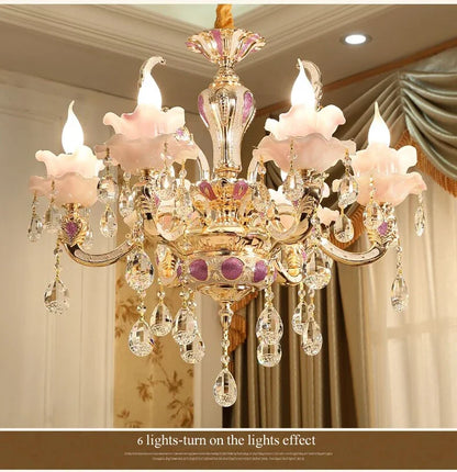 Zinc Alloy Crystal Chandelier Modern Living Room Decoration  Lighting European Restaurant Bedroom Candle  Lamps