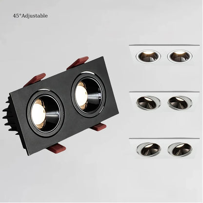 Recessed LED Ceiling Lamp 9W 12W 15W Single/Double Head LED Spot Lights COB Anti-Glare Downlight For Home Office Store Indoor