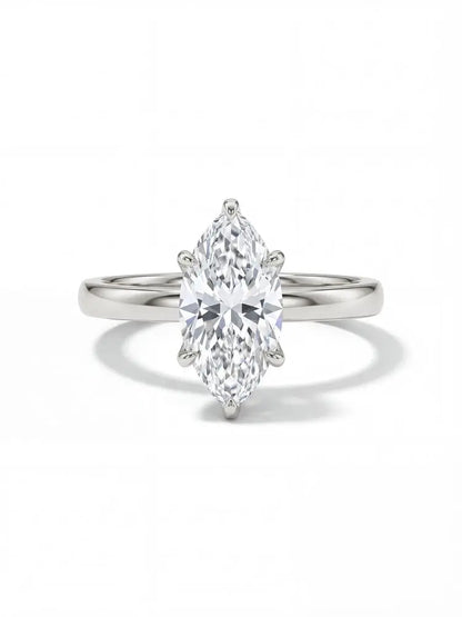 925 Sterling Silver Simple Classic 2 Carats Horse Eye Zircon Ring For Women Engagement Wedding Luxury High Quality Fine Jewelry