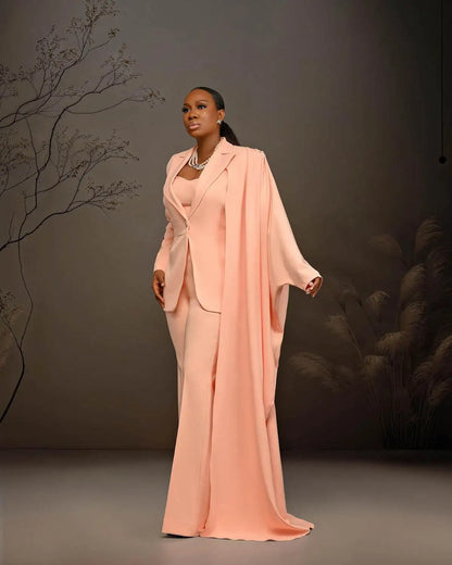 Modern One Button Women Jacket Outfits 2 Pieces Elegant Full Sleeve Blazer Wide Legs Pants Custom Made Party Dresses