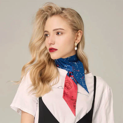 100% Natural Mulberry Silk Long Scarf Solid Color Neckerchief Hair Ties Bag Ribbon Headband Hair Ornament Female Strip Scarves