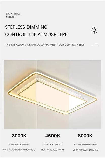 Luxury Living Room Lights Lustre Home Decoration LED Ceiling Lamp Modern Square Acrylic Gold Hall Bedroom Dining Room Fixtures