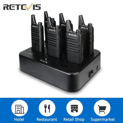 Retevis RT622 Mini Walkie Talkie 12Pcs PMR446 FRS License-free Rechargeable Two-way Radio Walkie-talkies for Hotel Restaurant