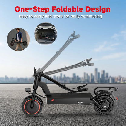 10inch Solid Tire Electric Scooter with Basket 7.8AH Battery 22Miles Max Range 22MPH Max Speed Dua Shock Absorption Foldable Adult E-scooter