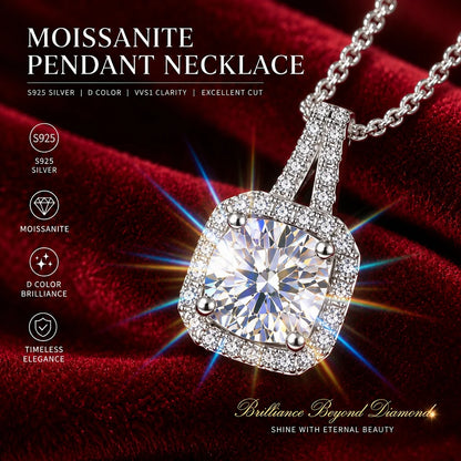 Luxury 1 Carat Moissanite Necklace Pendant D Color VVS1 S925 Sterling Silver Chain Women Engagement Wedding Jewelry With GRA