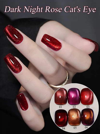1-24pcs WS Romantic Purple Cat Eye Gel Nail Polish New Style Super Flash Versatile Whitening Purple Glass Bead Cat Nail Salon