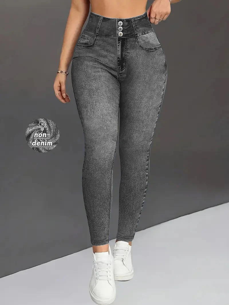 Women's Imitation Comfortable Tummy Control Fitness Gym Yoga Pants Daily Wear Tummy Control Hip Lifting Skinny Yoga Pants