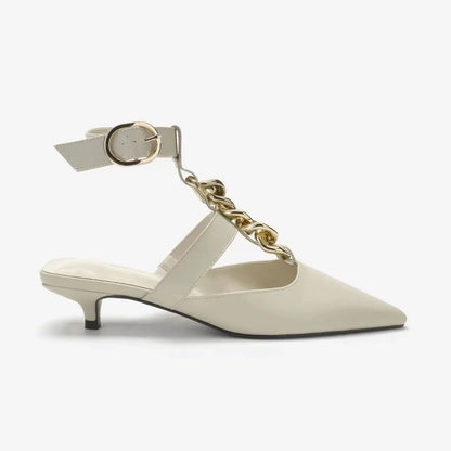 Women's Sandals Summer 2025 Design Metal Chain Adjustable Buckle Female Luxury Heeled Shoes Fashion Party Banquet Heels Ladies