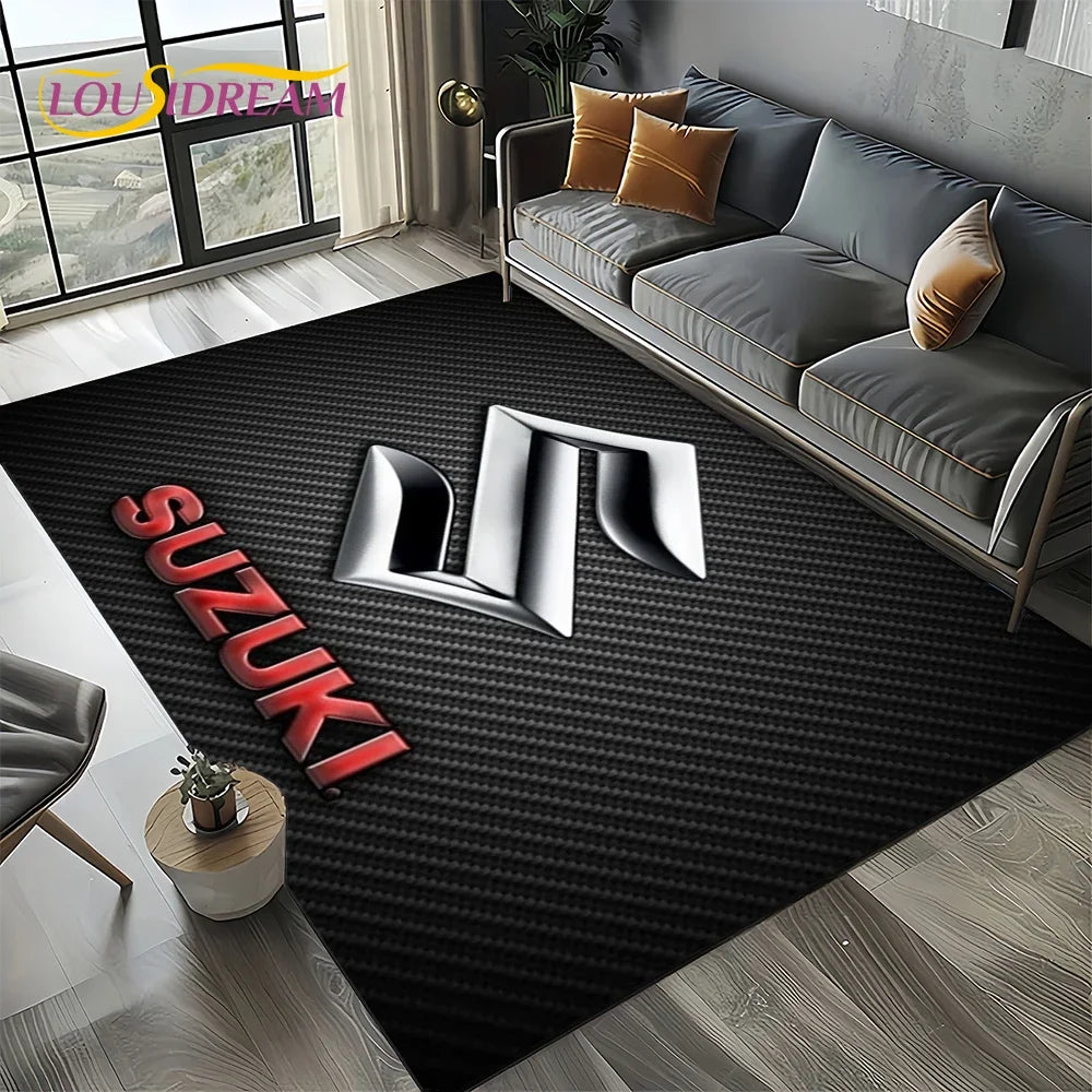 2025 Racing Car S-SUZUKI Logo Motorcycle Carpet Rug for Bedroom Living Room Home Sofa Decoration,kids Play Decor Floor Mat Gift