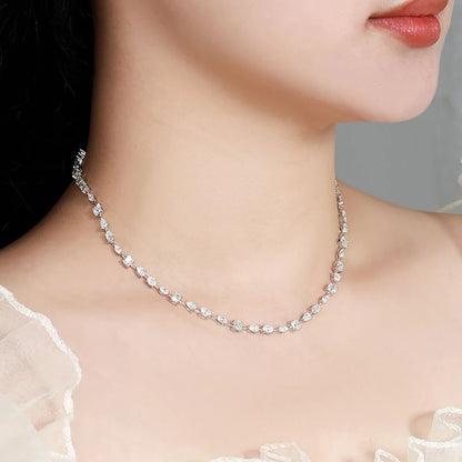 MUXIFC Full Moissanite Tennis Necklace Pear Oval Marquise Cut Lab Diamond Choker For Women S925 Silver Wedding Clavicle Chain