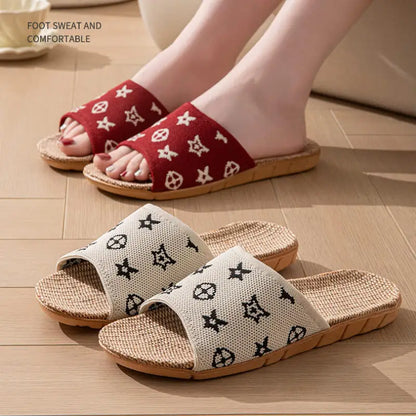 Hemp Women's Slippers Home Spring Summer Luxury Designer Woman Shoes Flats Indoor Elegant Slides Fashion Soft Sole Lightweight