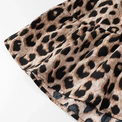 MUJER Leopard Print Crop Top Women Puff Sleeve Ruffle Blouses Woman 2025 Summer Shirts and Blouses for Women Ruched Ladies Tops