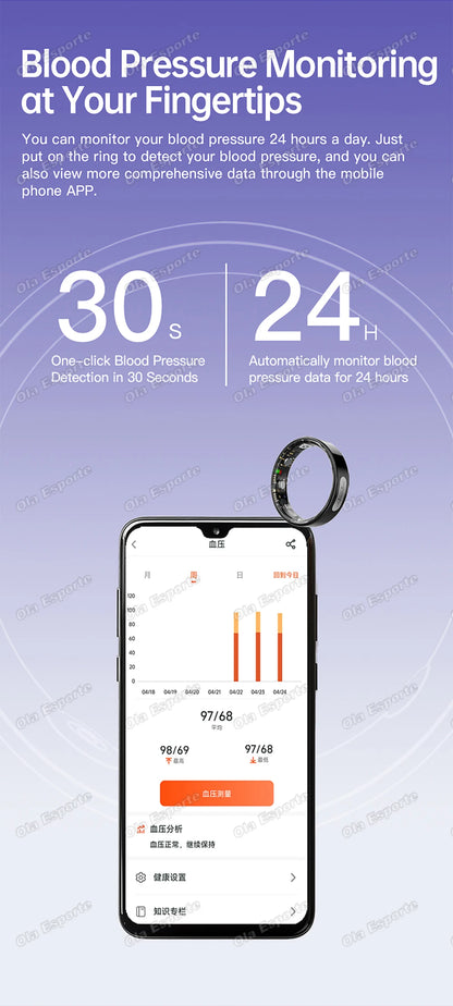 AI ECG Detection Smart Ring 2026 Blood Pressure Heart Rate Body Temperature Monitoring 5ATM Waterproof Multiple Sport Smartring