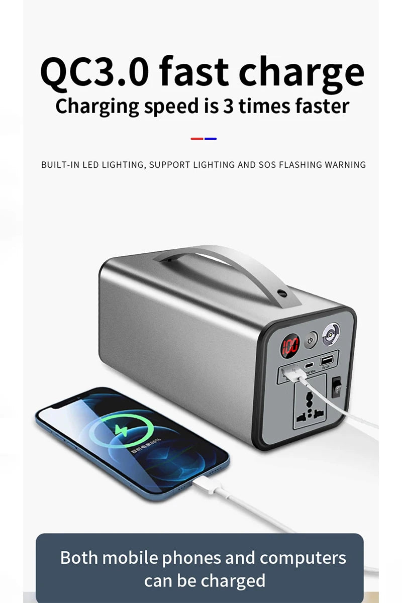 32000mAh 180W 110V 220V Portable Power Station Mobile Power Station Solar Power Generator Outdoor Emergency Bank For Camping