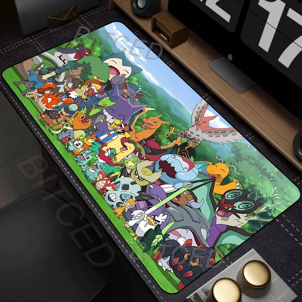 Art Anime Mouse Pad Colorful Gamer Cabinet Mousepad P-pokemon Keyboard Rug Laptop Gaming Rubber Non-slip Pc Accessories Desk Mat