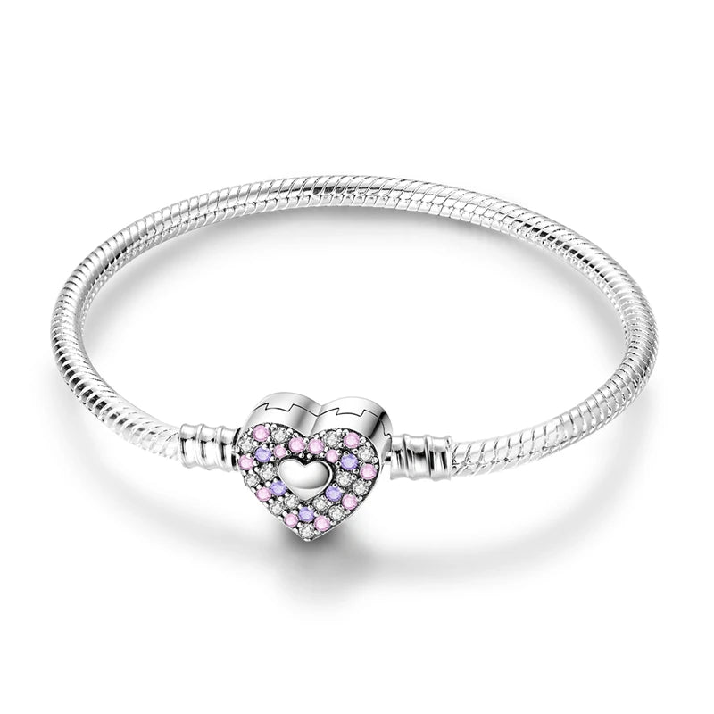 925 Sterling Silver Heart Love Snake Chain Bracelet Infinite Knot Butterfly For Women Fit Original Charms Beads Jewelry Gift