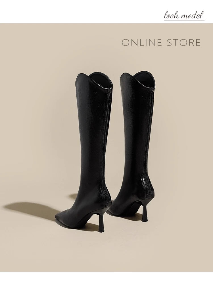 2025 Autumn New Products Women's Brown Suede High-Top Thigh Boots Pointed Toe Stiletto High Knight Boots