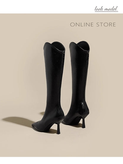 2025 Autumn New Products Women's Brown Suede High-Top Thigh Boots Pointed Toe Stiletto High Knight Boots