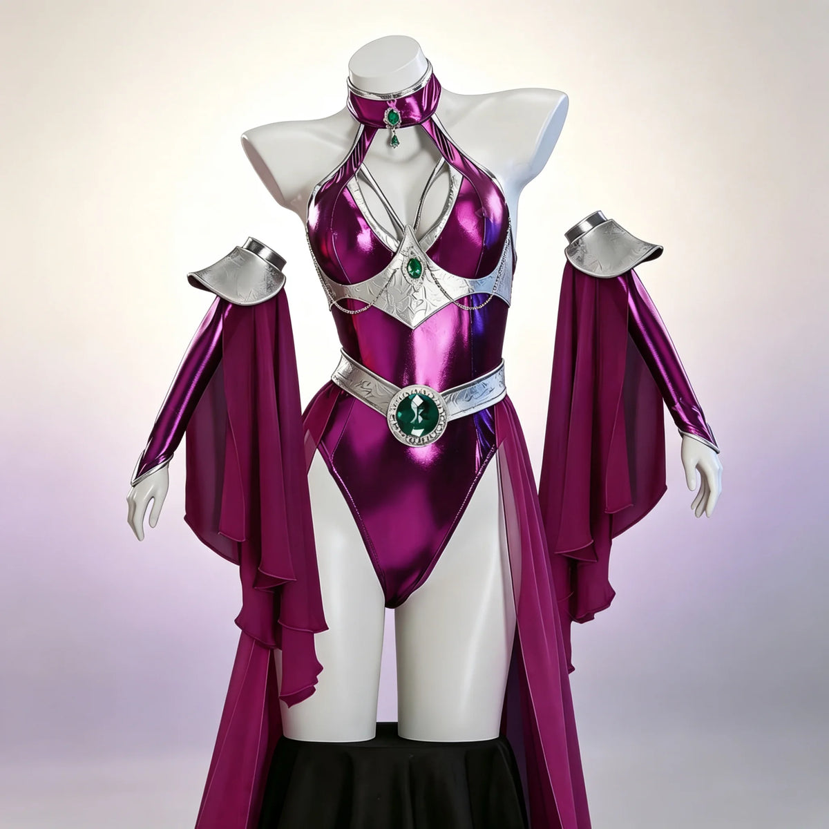 Starfire Cosplay Superhero Costume Purple Metallic Bodysuit Cape Outfit Women Cosplay Jumpsuit Halloween Party Performance Suit