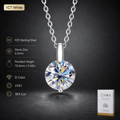 LongZhe S925 Silver Moissanite Mermaid Tear Necklace 1CT 2CT D Color GRA Certificate Diamond Tester Passed Fine Jewelry Gift