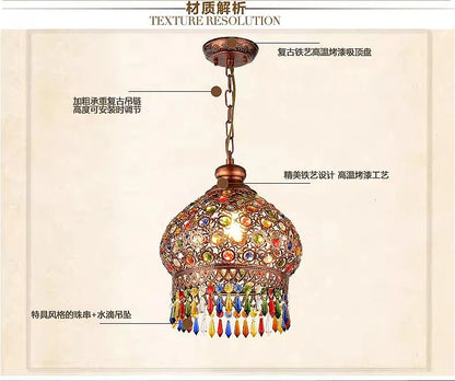 design lamp pendant lighting crystal Bohemia Retro droplight Iron handmade pendant lights for restaurants hanging lights bedroom